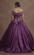 Purple Quinceañera Dress - Grape Satin Traditional Gown