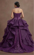 Purple Quinceañera Dress - High-Low Organza Skirt