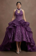 Purple Quinceañera Dress - High-Low Organza Skirt