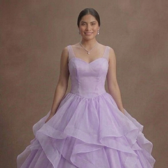 Purple Quinceañera Dress - Lilac Organza Layered Style