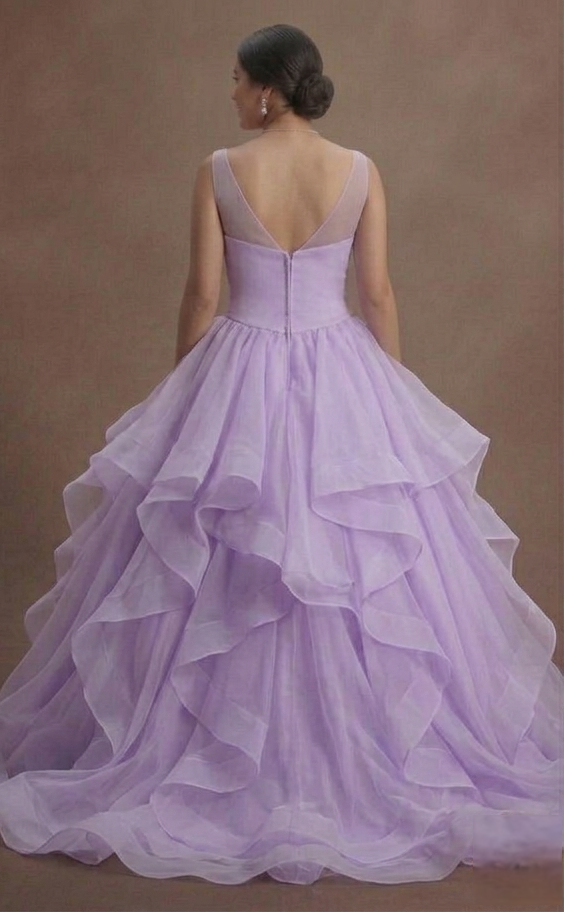 Purple Quinceañera Dress - Lilac Organza Layered Style