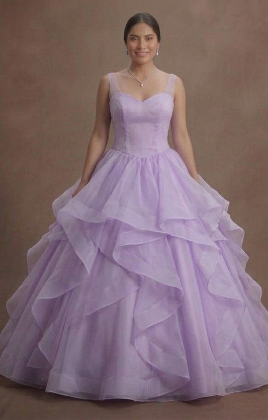 Purple Quinceañera Dress - Lilac Organza Layered Style