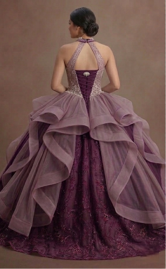 Purple Quinceañera Dress - Mauve Tulle Vintage Style