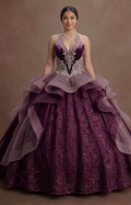 Purple Quinceañera Dress - Mauve Tulle Vintage Style