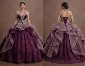 Purple Quinceañera Dress - Mauve Tulle Vintage Style