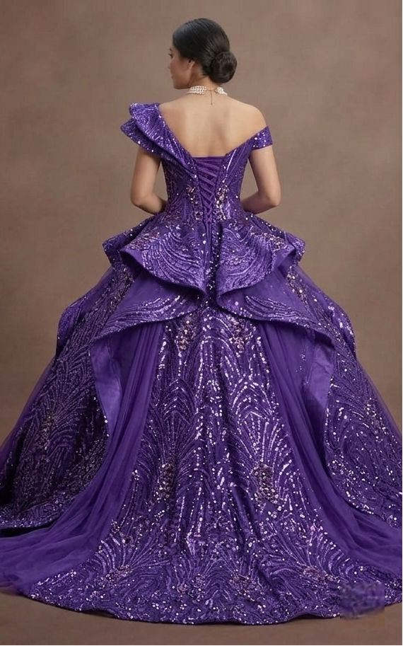 Purple Quinceañera Dress - Violet Sequin Sparkle Gown