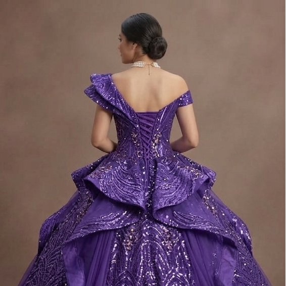 Purple Quinceañera Dress - Violet Sequin Sparkle Gown