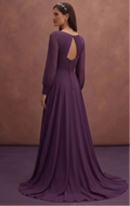 Purple Wedding Dress A-Line Chiffon Flowing Bridal Gown