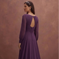 Purple Wedding Dress A-Line Chiffon Flowing Bridal Gown