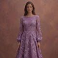 Purple Wedding Dress A-Line Lace Appliqué Bridal Gown