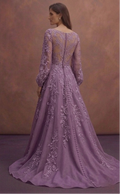 Purple Wedding Dress A-Line Lace Appliqué Bridal Gown