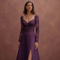 Purple Wedding Dress A-Line Satin Bridal Gown