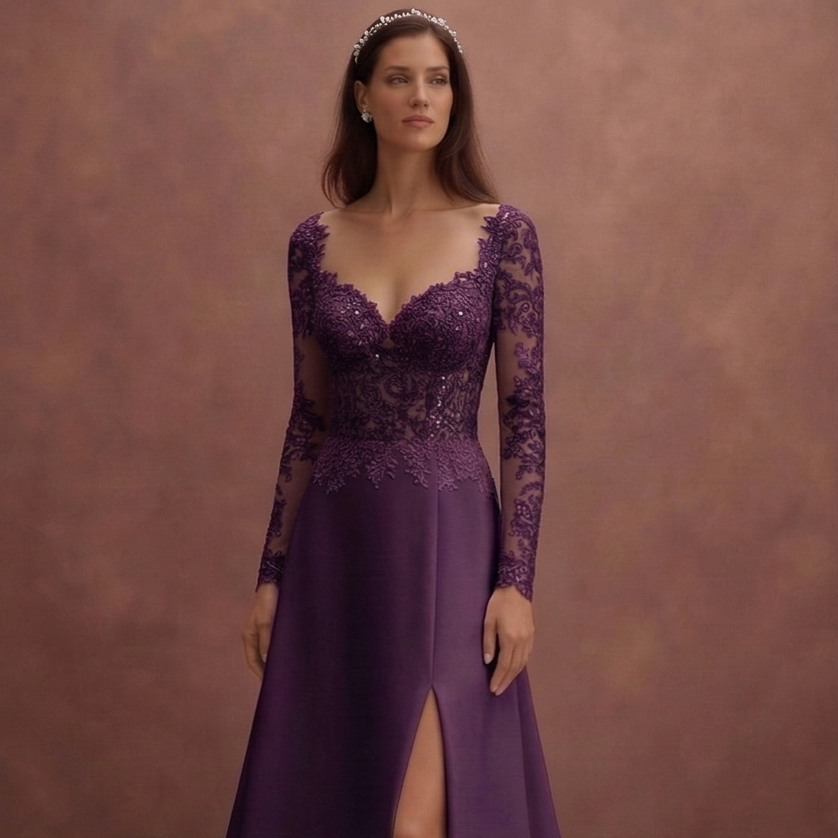 Purple Wedding Dress A-Line Satin Bridal Gown