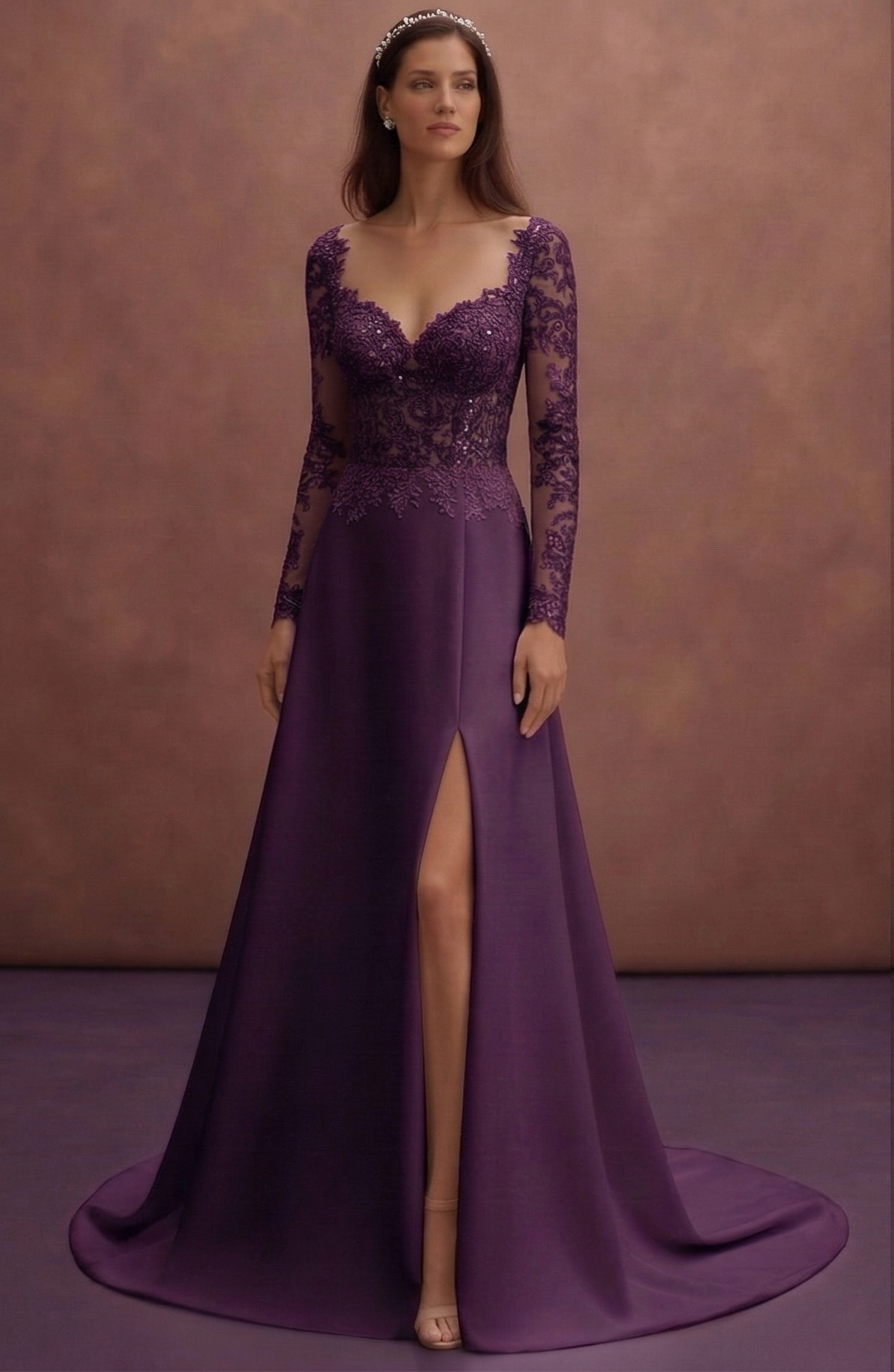Purple Wedding Dress A-Line Satin Bridal Gown