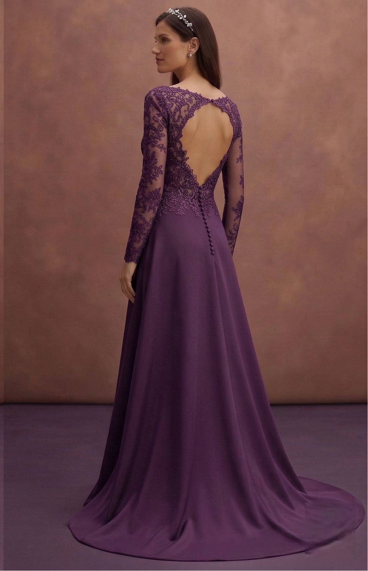 Purple Wedding Dress A-Line Satin Bridal Gown