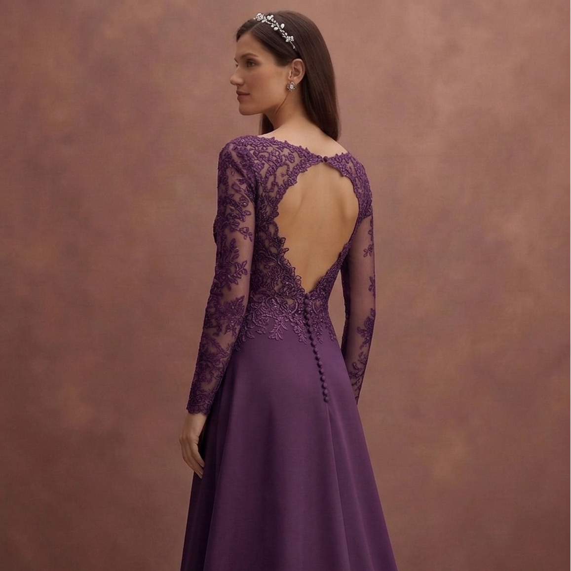 Purple Wedding Dress A-Line Satin Bridal Gown