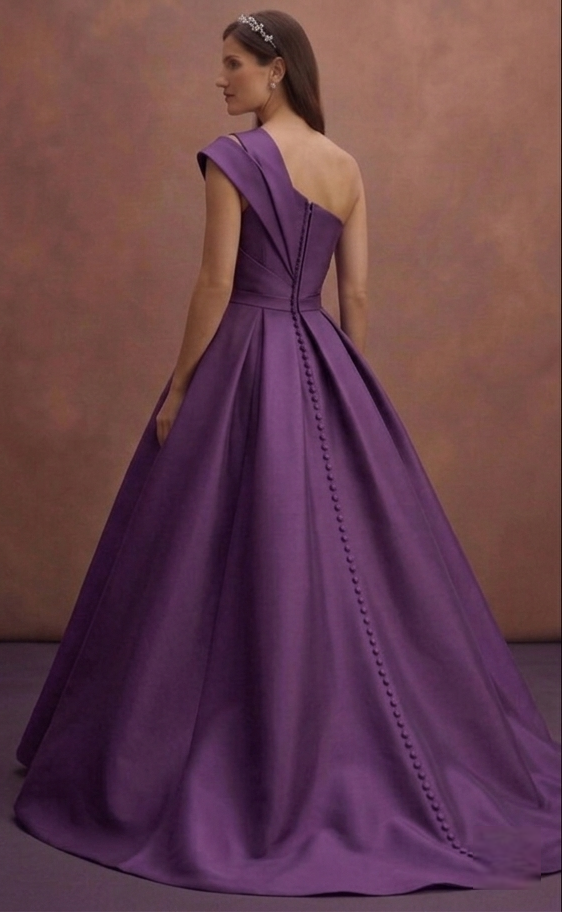 Purple Wedding Dress Ball Gown Mikado Structured Dress