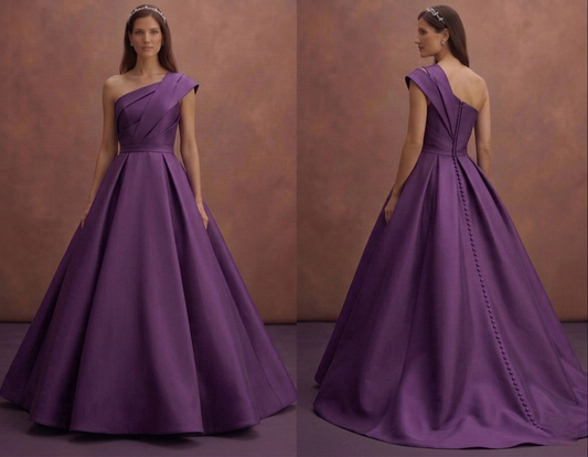 Purple Wedding Dress Ball Gown Mikado Structured Dress