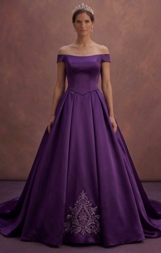Purple Wedding Dress Ball Gown Satin Royal Princess Dress