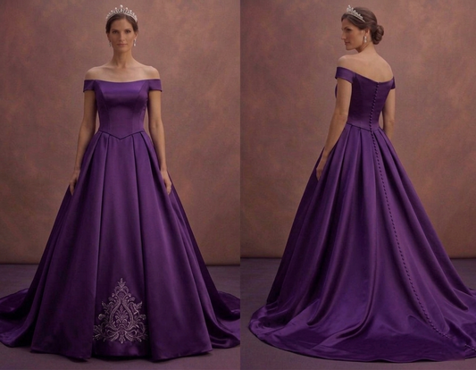 Purple Wedding Dress Ball Gown Satin Royal Princess Dress