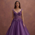 Purple Wedding Dress Ball Gown Tulle Princess Style