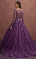 Purple Wedding Dress Ball Gown Tulle Sparkle Princess Dress