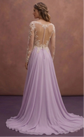 Purple Wedding Dress Boho Chiffon Lightweight Lace Gown