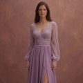 Purple Wedding Dress Boho Lace Chiffon Wedding Dress