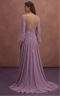 Purple Wedding Dress Boho Lace Chiffon Wedding Dress