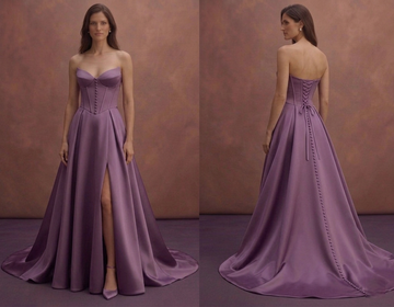 Purple Wedding Dress Corset Satin Modern Bridal Look