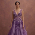 Purple Wedding Dress Corset Tulle Dream Wedding Gown