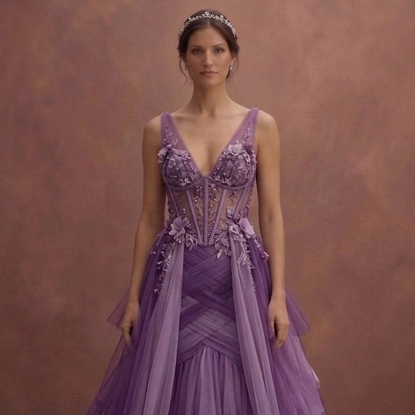 Purple Wedding Dress Corset Tulle Dream Wedding Gown