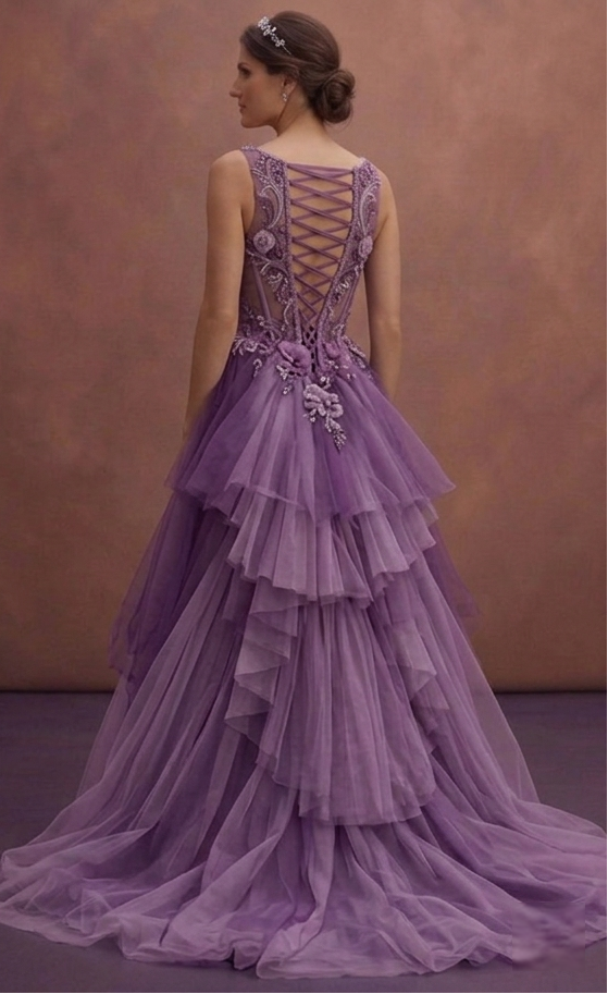 Purple Wedding Dress Corset Tulle Dream Wedding Gown