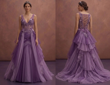 Purple Wedding Dress Corset Tulle Dream Wedding Gown