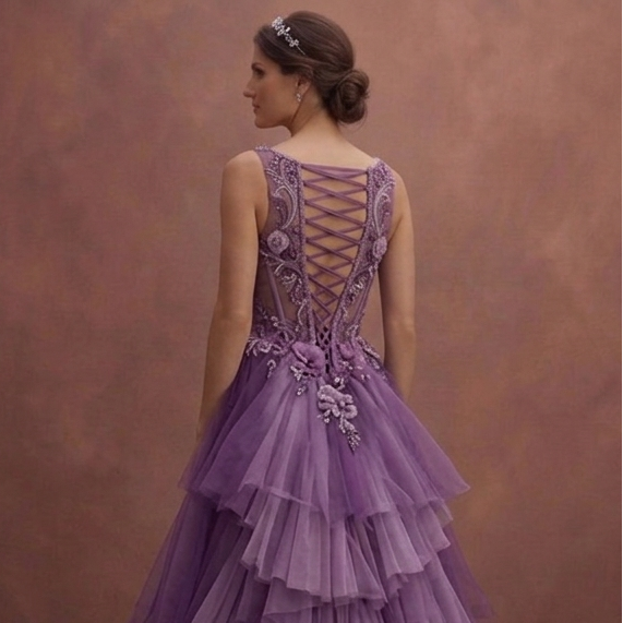 Purple Wedding Dress Corset Tulle Dream Wedding Gown