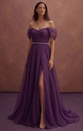 Purple Wedding Dress Empire Waist Organza Ethereal Dress