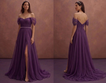 Purple Wedding Dress Empire Waist Organza Ethereal Dress