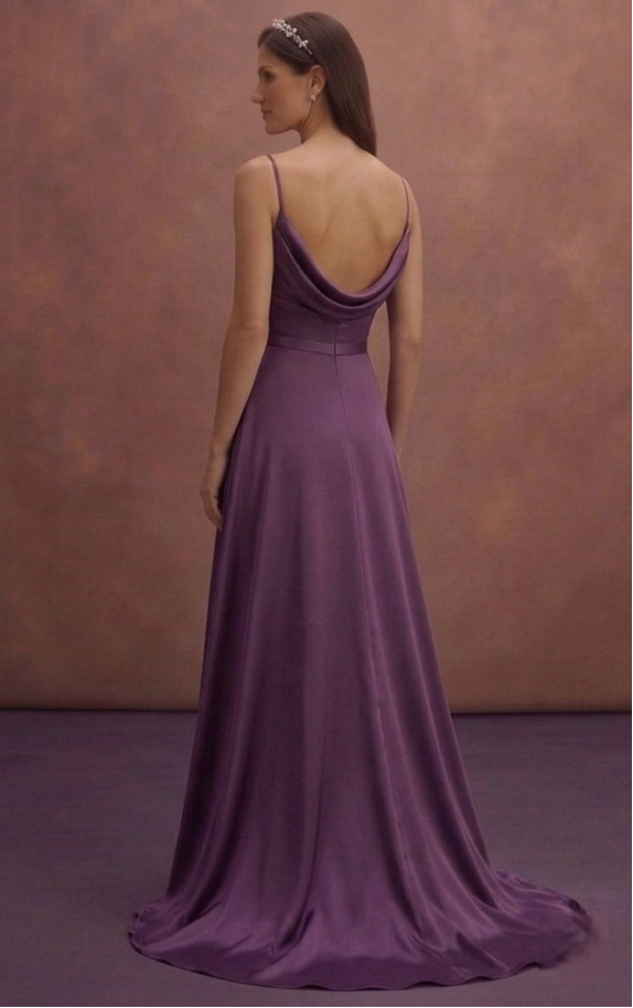 Purple Wedding Dress Empire Waist Satin Soft Elegance Dress