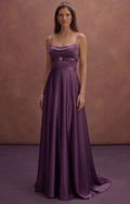 Purple Wedding Dress Empire Waist Satin Soft Elegance Dress