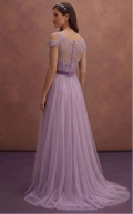Purple Wedding Dress Empire Waist Tulle Ethereal Bridal Dress