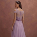 Purple Wedding Dress Empire Waist Tulle Ethereal Bridal Dress