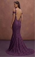 Purple Wedding Dress Mermaid Lace Chantilly Gown