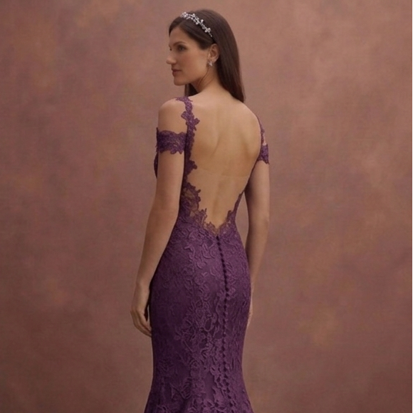 Purple Wedding Dress Mermaid Lace Chantilly Gown