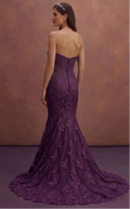 Purple Wedding Dress Mermaid Lace Fitted Glam Dress