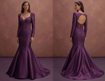 Purple Wedding Dress Mermaid Satin Luxe Wedding Dress