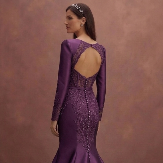 Purple Wedding Dress Mermaid Satin Luxe Wedding Dress