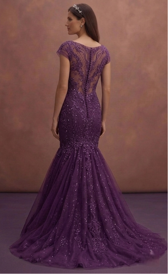 Purple Wedding Dress Mermaid Tulle Sparkle Wedding Dress