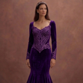 Purple Wedding Dress Mermaid Velvet Royal Bridal Dress