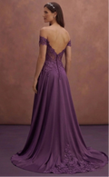Purple Wedding Dress Off Shoulder Lace Romantic Style Dress