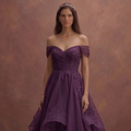 Purple Wedding Dress Off Shoulder Organza Romantic Gown